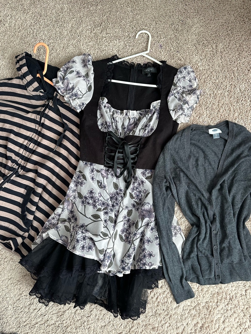 Y2K EDGY BUNDLE [Calvin Klein Hoodie, Widow Dress, Old Navy Cardigan]
